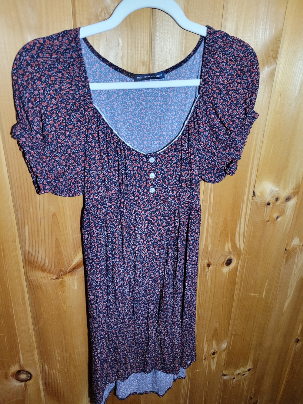 Black Floral Button-Front Midi Dress